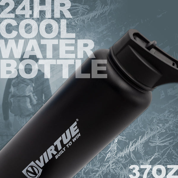 Virtue Stainless Steel 24Hr Cool Water Bottle - 1100ml - Black